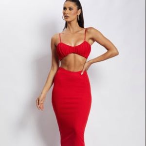 Meshki red two piece skirt set❤️